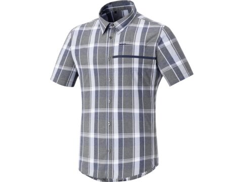 Shimano Transit Short Sleeve Check Button Up Trikot Navy Blazer M